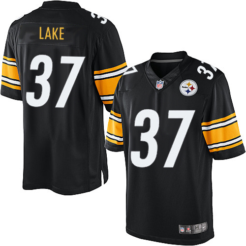 Men's Limited Carnell Lake Nike Jersey Black Home - #37 NFL Pittsburgh Steelers